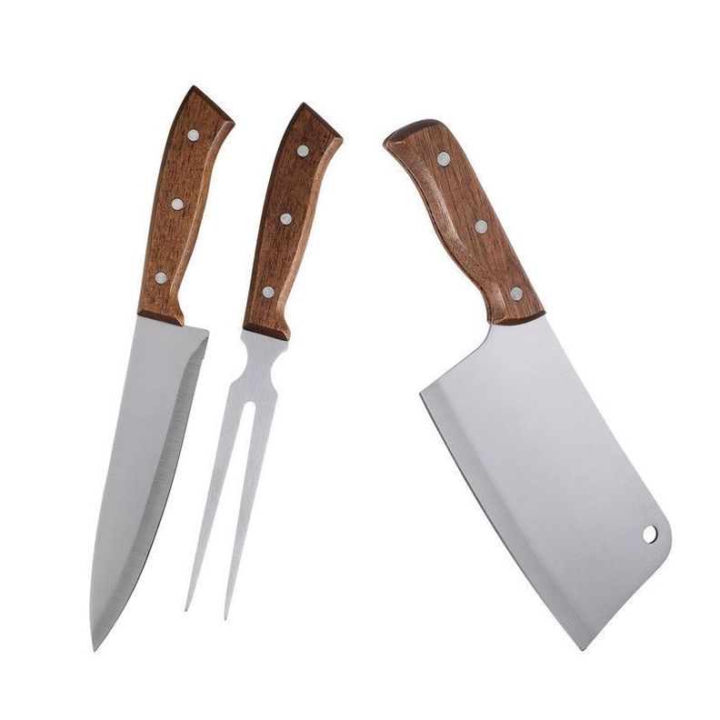Set Parrilla 3 Piezas Arthome con Hacha Parrillera Acero Inoxidable