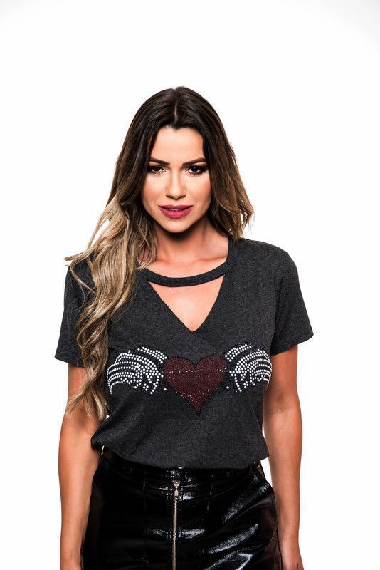 POLERA CHOKER PEDRERIA HEART GRAY RC-15-0