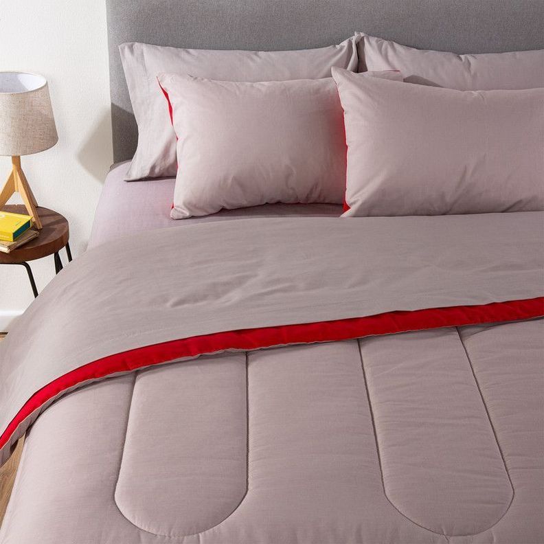 COMBO 4 PLUMON BICOLOR ROJO GRIS 1.5 PLAZAS-2