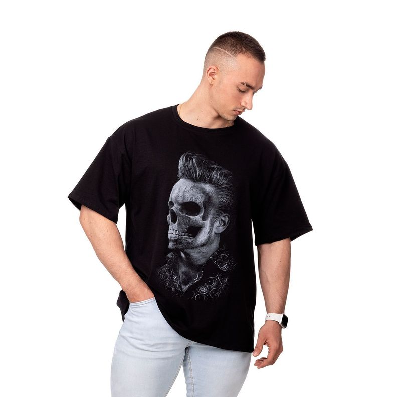 POLERA HOMBRE OVERSIZE ESTAMPADO BARBER NEGRO SIGEL-1