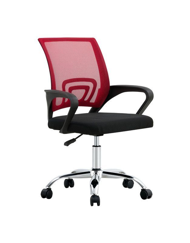 SILLA DE OFICINA EJECUTIVA NUEVA YORK ERGONOMICA RESPALDO MALLA ROJA BM-520MR-0