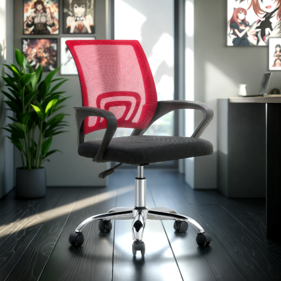 SILLA DE OFICINA EJECUTIVA NUEVA YORK ERGONOMICA RESPALDO MALLA ROJA BM-520MR-1