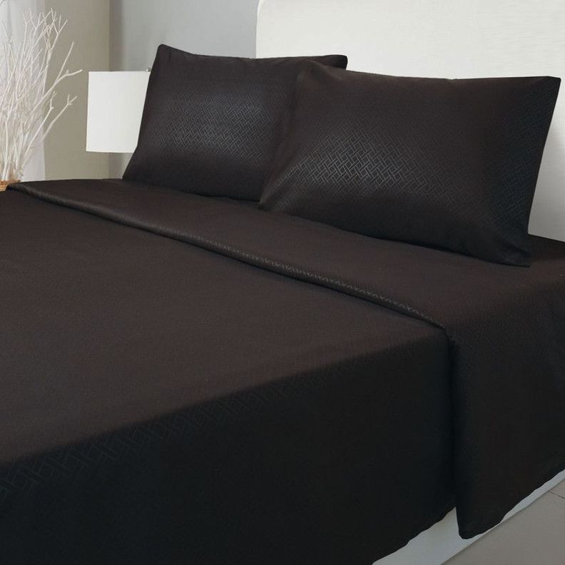 JUEGO DE SABANAS ARTHOME 2 PLAZAS NEGRA CON RELIEVE - MICROFIBRA 80G Negro