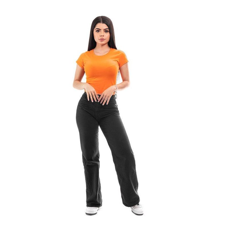 POLERA MUJER CUELLO REDONDO MANGA CORTA NARANJA-2