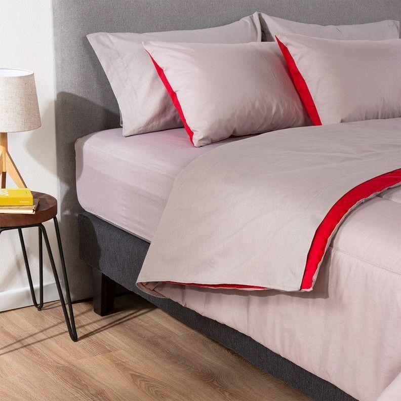 COMBO 38 PLUMON BICOLOR ROJO GRIS 2 PLAZAS-1