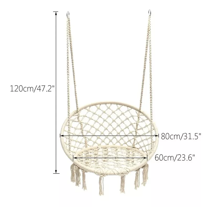 SILLA  HAMACA TEJIDA COLGANTE TIPO COLUMPIO PARA INTERIOR Y EXTERIOR-2