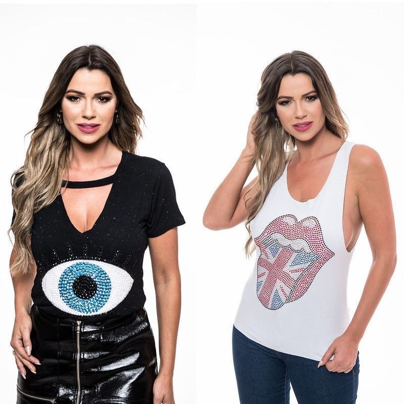 Pack 2 Poleras, Choker y Sin Manga Rock Caviar 13-0