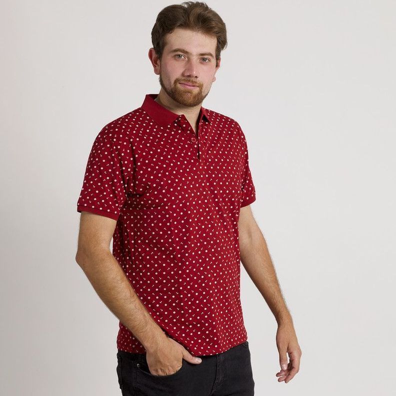 POLERA HOMBRE MC CUELLO POLO BURDEO /ANCLA-1