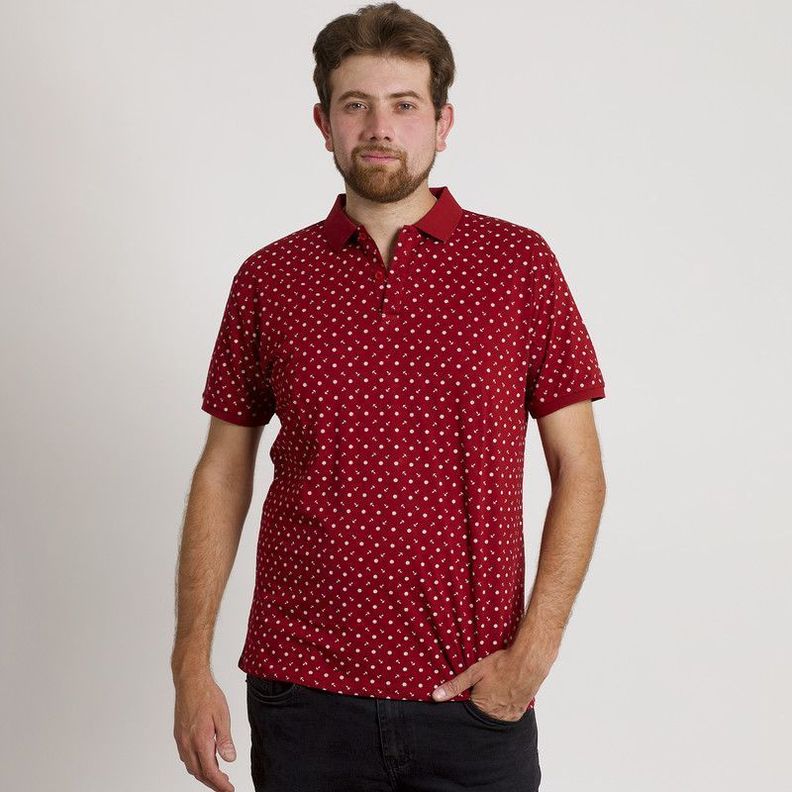 POLERA HOMBRE MC CUELLO POLO BURDEO /ANCLA-0