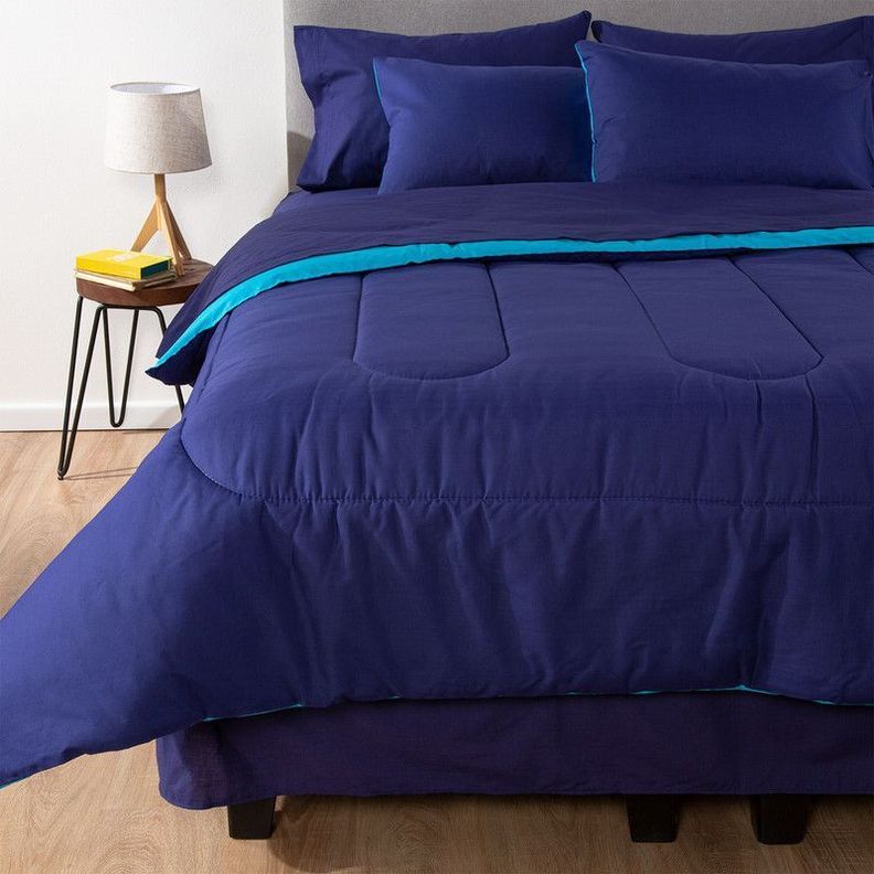 COMBO 16 PLUMON BICOLOR CELESTE AZUL 1.5 PLAZAS-5