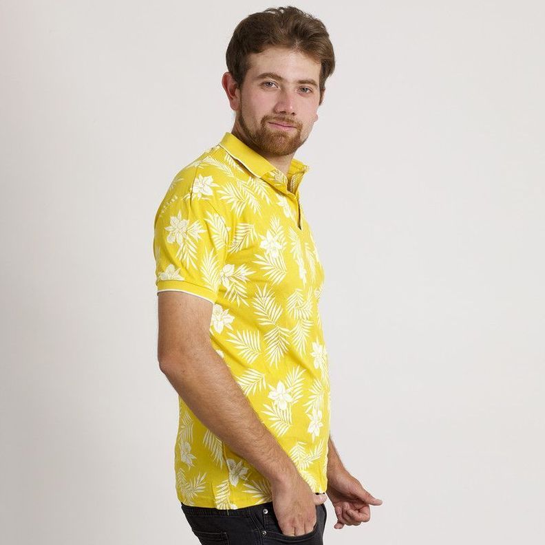 POLERA HOMBRE HAWAIANA MC CUELLO POLO AMARILLA-3