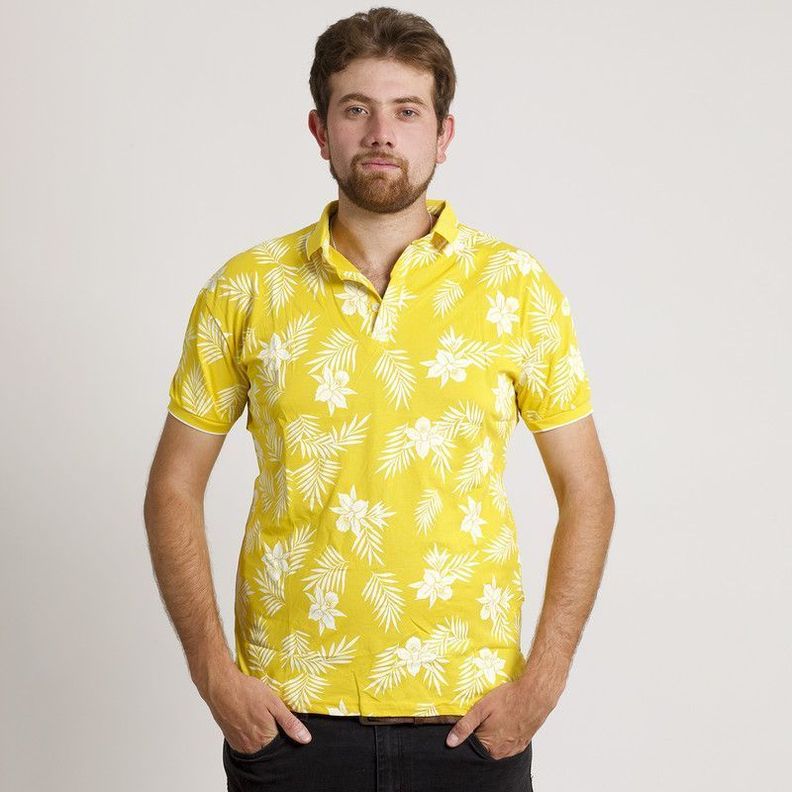 POLERA HOMBRE HAWAIANA MC CUELLO POLO AMARILLA-0