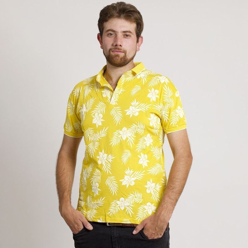POLERA HOMBRE HAWAIANA MC CUELLO POLO AMARILLA-4
