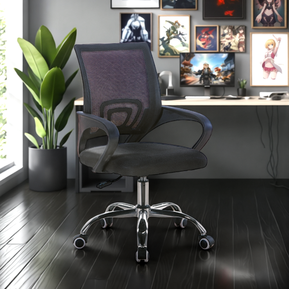 SILLA DE OFICINA EJECUTIVA NUEVA YORK ERGONOMICA RESPALDO MALLA NEGRA BM-520MBN-1