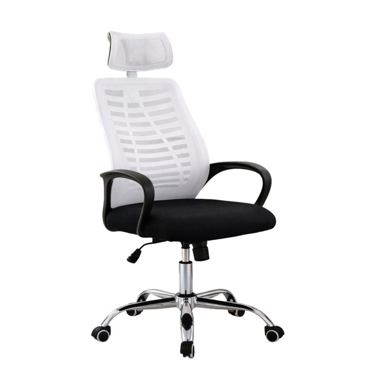 Silla De Oficina Ejecutiva Madrid Ergonomica Color Negra y Blanca Blanco/Negro