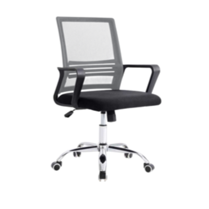 Silla de Oficina Negra y Gris Ergonomica Ajustable Santiago Gris Claro