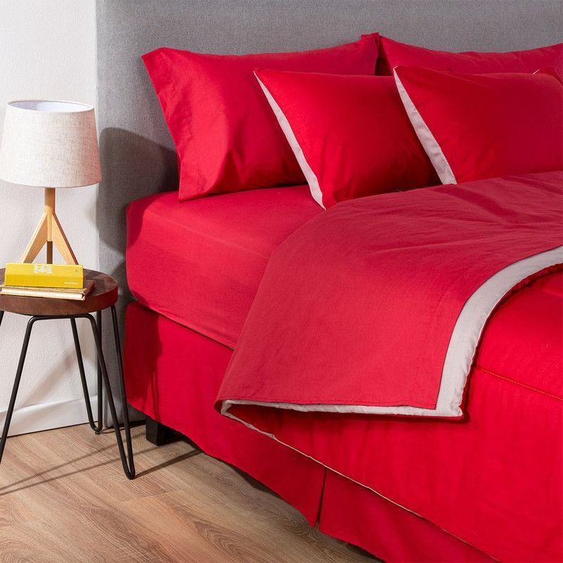 PLUMON BICOLOR ARTHOME ROJO GRIS 2 PLAZAS-2