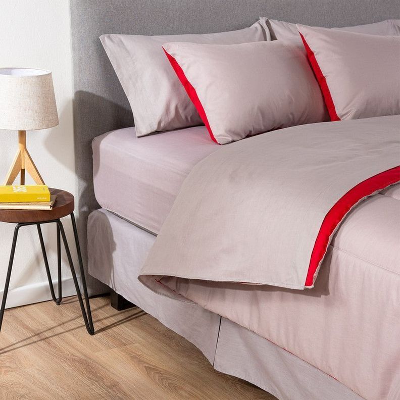 PLUMON BICOLOR ARTHOME ROJO GRIS 2 PLAZAS-3