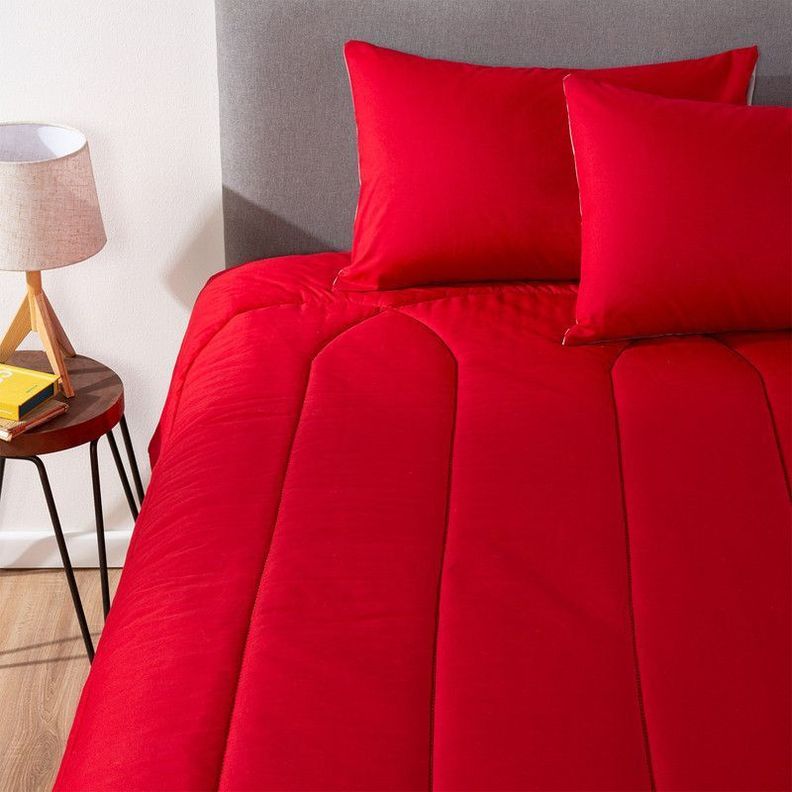 PLUMON BICOLOR ARTHOME ROJO GRIS 2 PLAZAS-4