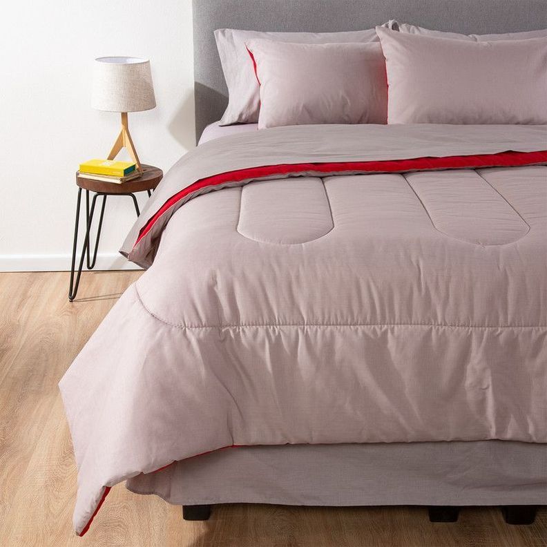 PLUMON BICOLOR ARTHOME ROJO GRIS 2 PLAZAS-5
