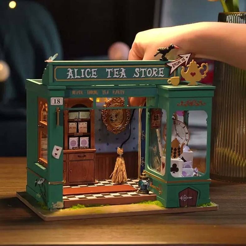 Puzzle 3d casita miniatura alice’s tea store tienda de té alicia-1