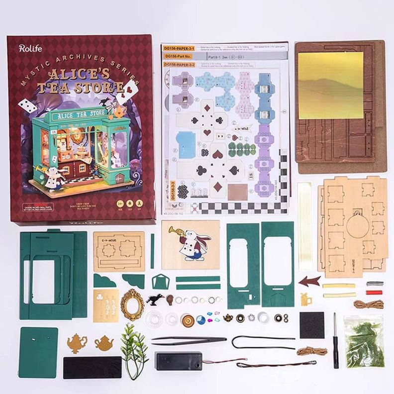Puzzle 3d casita miniatura alice’s tea store tienda de té alicia-3