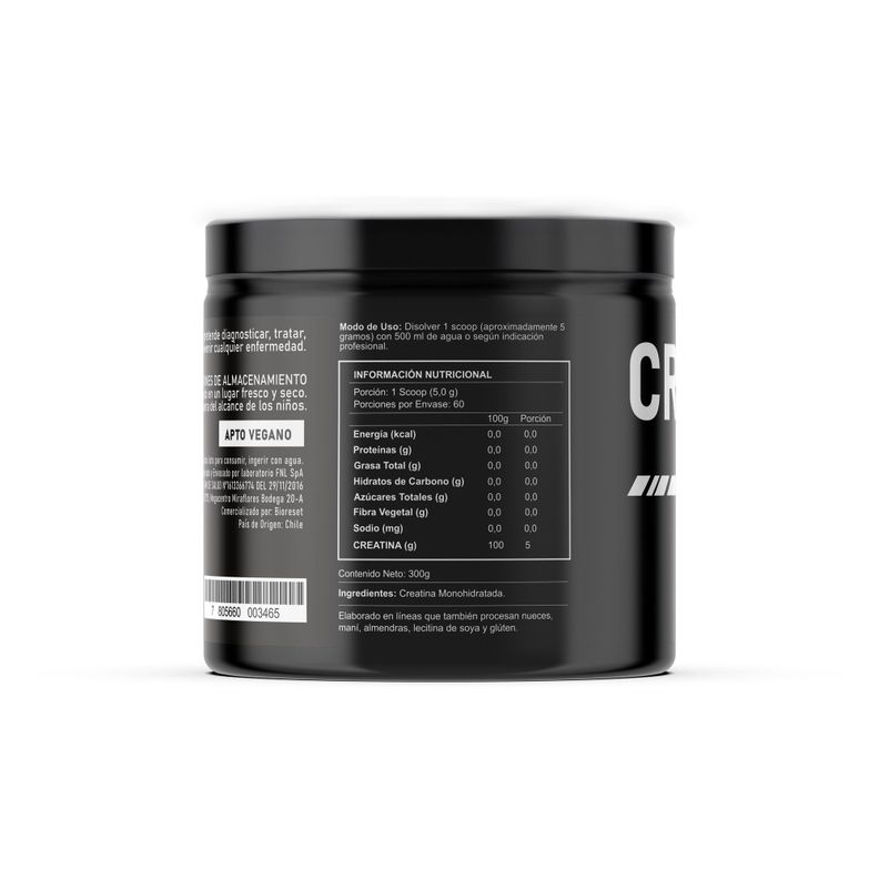 CREATINA MONOHIDRATADA BIORESET 300gr | SIN SABOR [60 SERVICIOS]-1