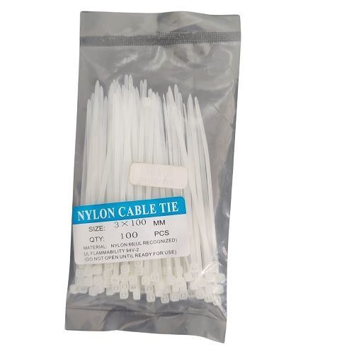 Amarras plásticas de 3x100mm pack 100 Uds. blanca-1