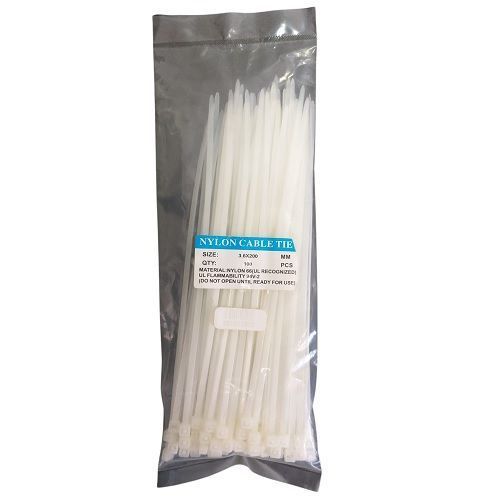 Amarras plásticas, 3.6x200mm pack 100 Uds. blanca-0