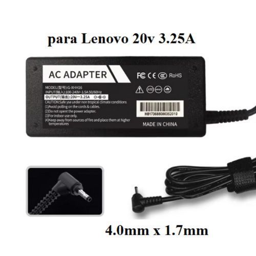 Cargador compatible para notebook Lenovo de 20V - 3.25 A -0