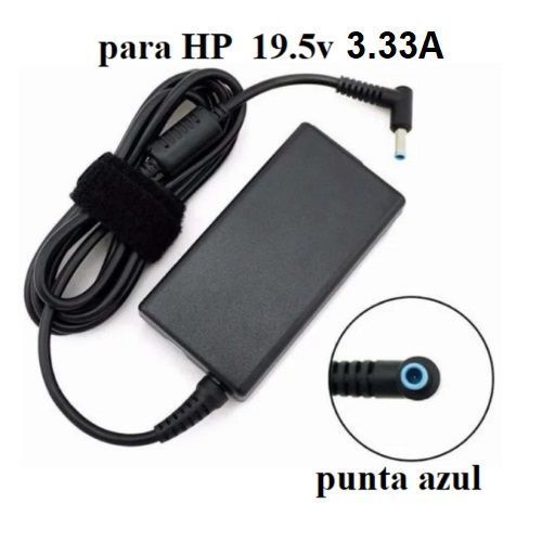 Cargador compatible para notebook HP, 19.5V - 3.33A, punta azul-0