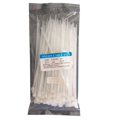 Amarras plásticas, 3.6x150mm pack 100 Uds. blanca-1