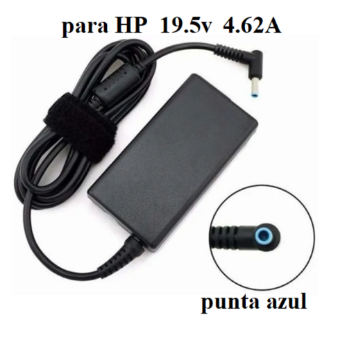 Cargador compatible con notebook HP 19.5 V - 4.62A, punta azul -0