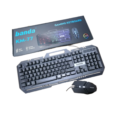 Kit Teclado Mouse Gamer Banda KM-77 USB-0