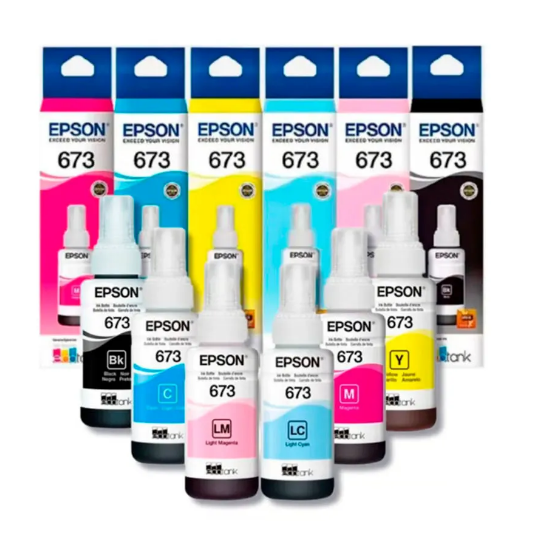 Pack Botellas Epson T673 BK-C-M-Y-LC-LM