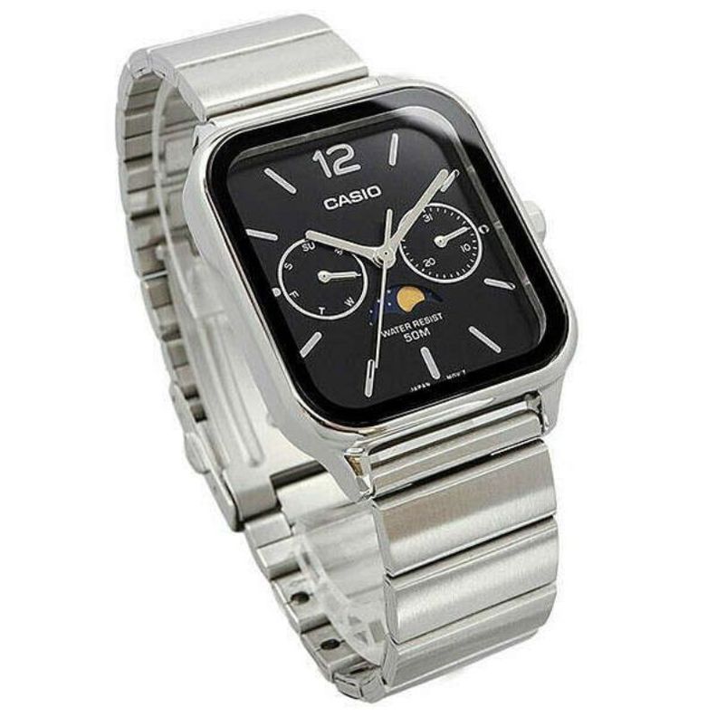 MTP-M305D-1AV Black Dial MoonPhase Stainless Steel Men's Watch