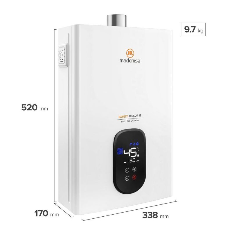 Calefont Gas Licuado 13 Litros Tiro Forzado Sensor 13 Eco-1