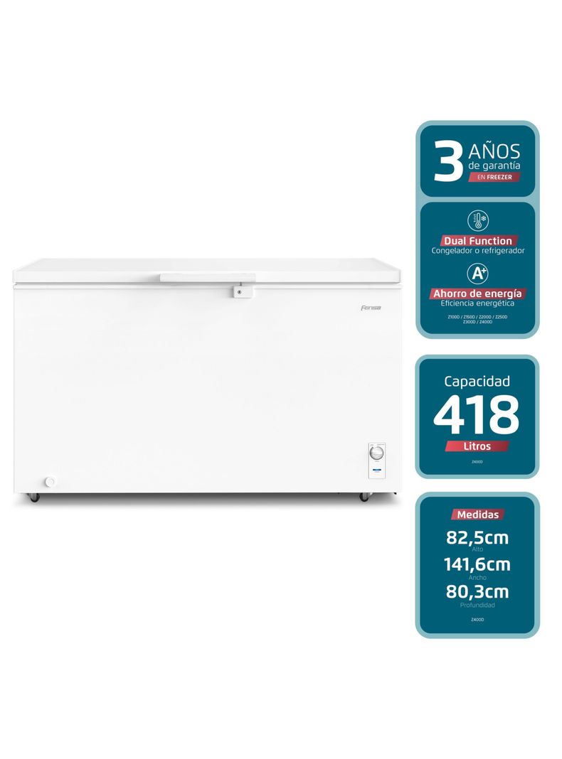 Congelador Freezer Fensa Horizontal 418L Frío Directo Z400D-5