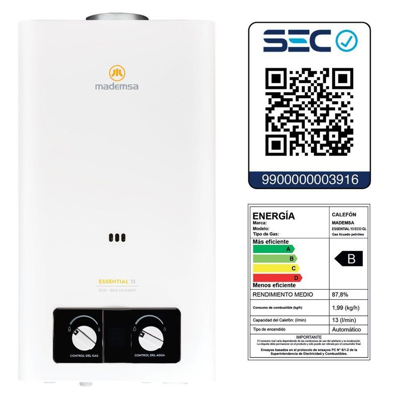 Calefont Gas Licuado 13 Litros Tiro Natural Essential 13 Eco-6