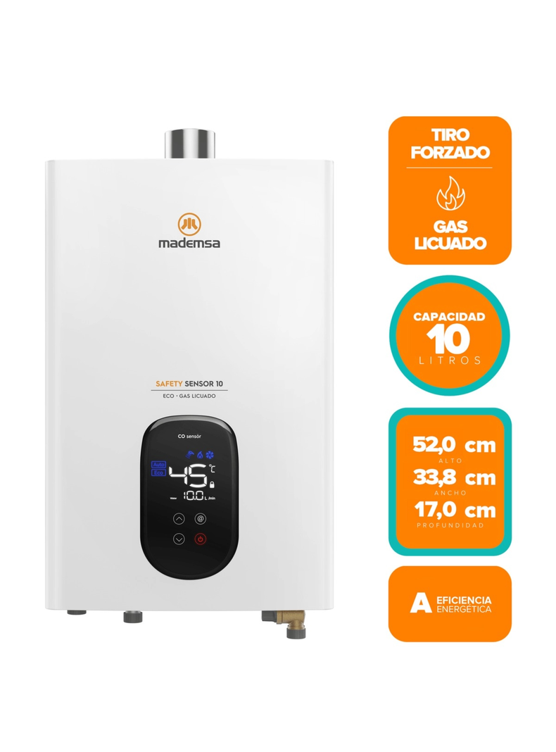 Calefont Gas Licuado 10 Litros Tiro Forzado Sensor 10 Eco-6