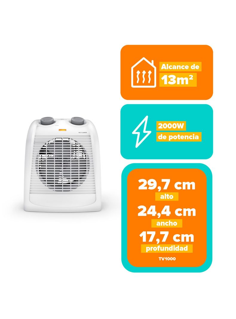 Termoventilador Mademsa 2000W Velocidades Termostato TV1000-2