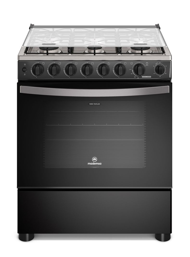 Mademsa Cocina a Gas 6 Platos Horno Vapor y Parrilla Pletina FM6SPC Negra
