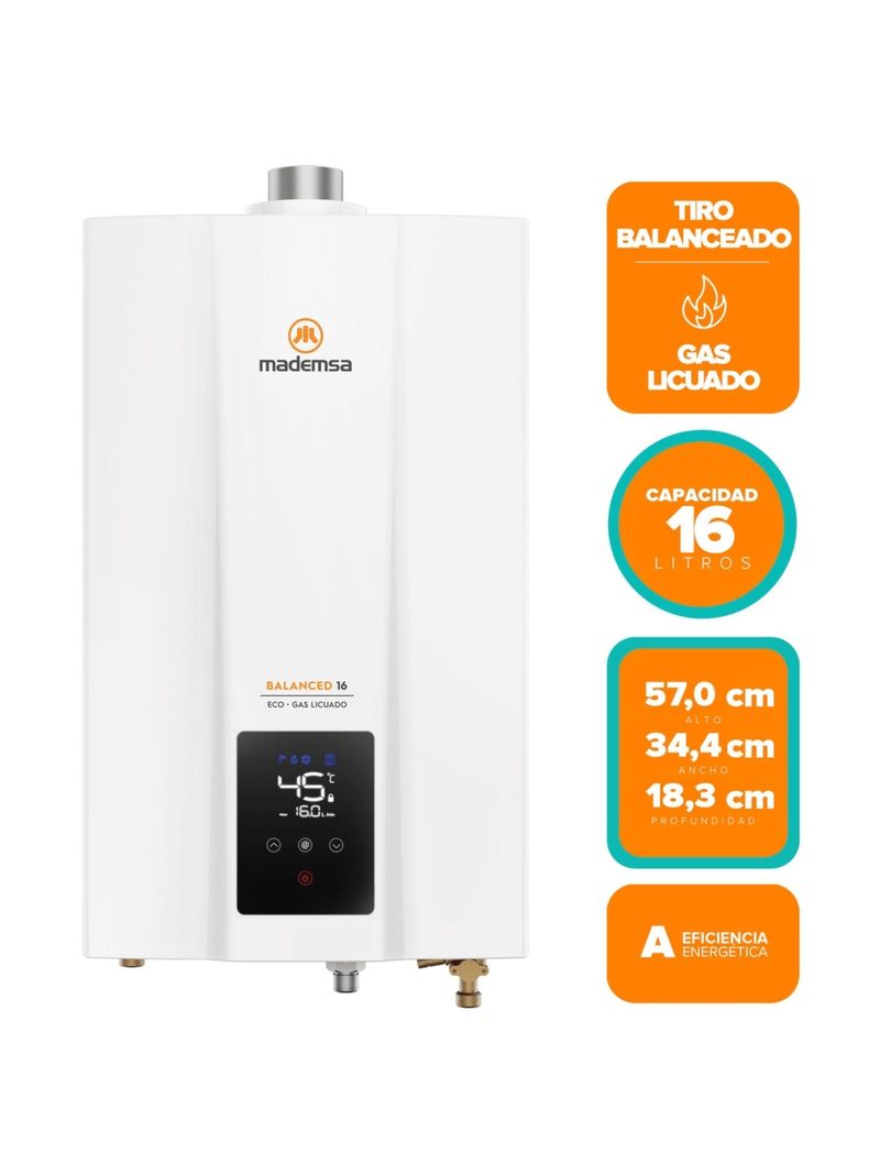 Calefont Gas Licuado 16 Litros Tiro Balanceado Balanced 16-2