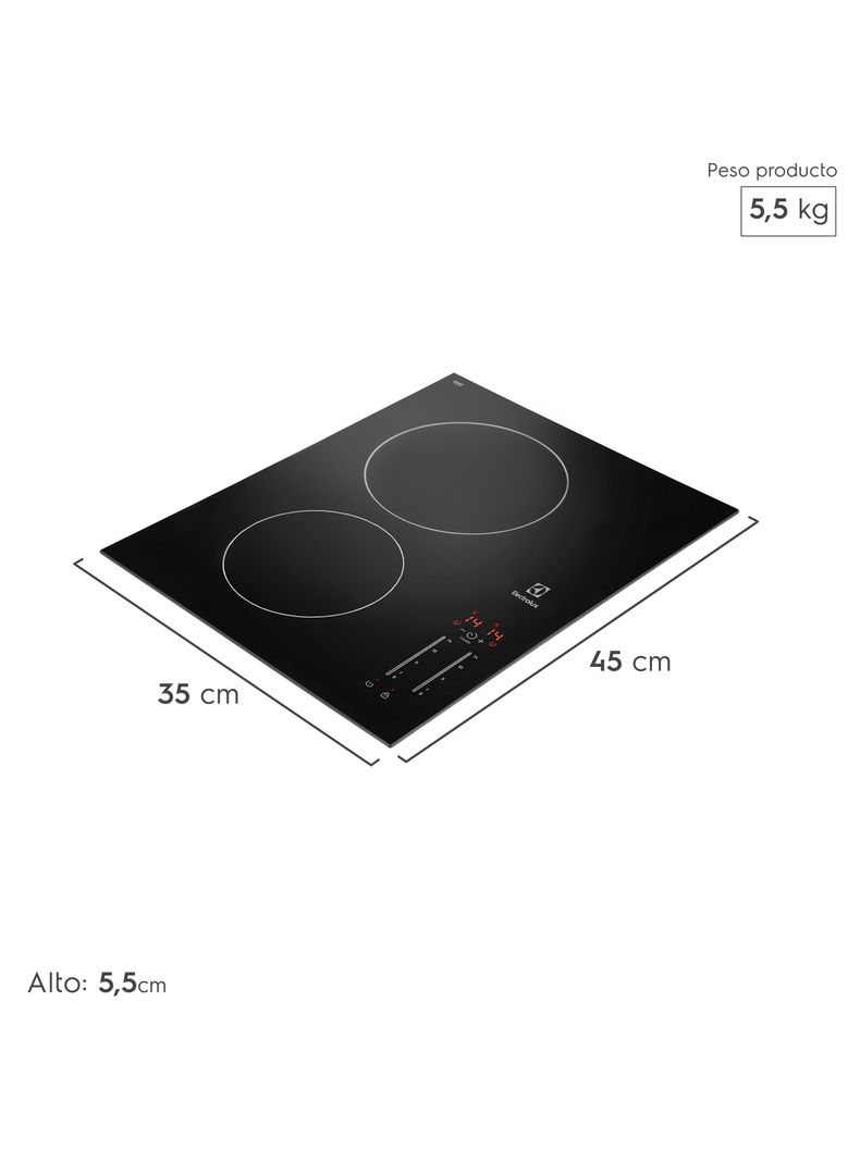 Encimera Eléctrica 2 Platos Vitrocerámica Panel Touch VE3ST-1