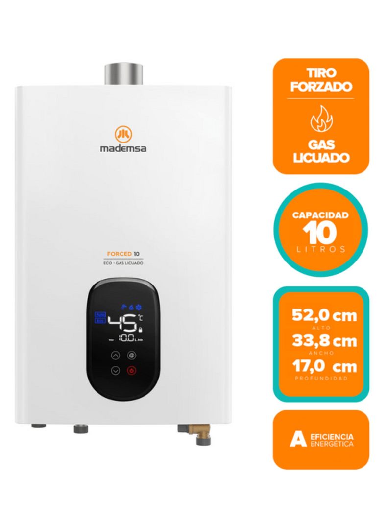 Calefont Gas Licuado 10 Litros Tiro Forzado Forced 10 Eco-2