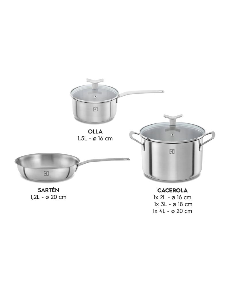 Batería de Cocina Electrolux 9 Pzs Acero Inoxidable-1