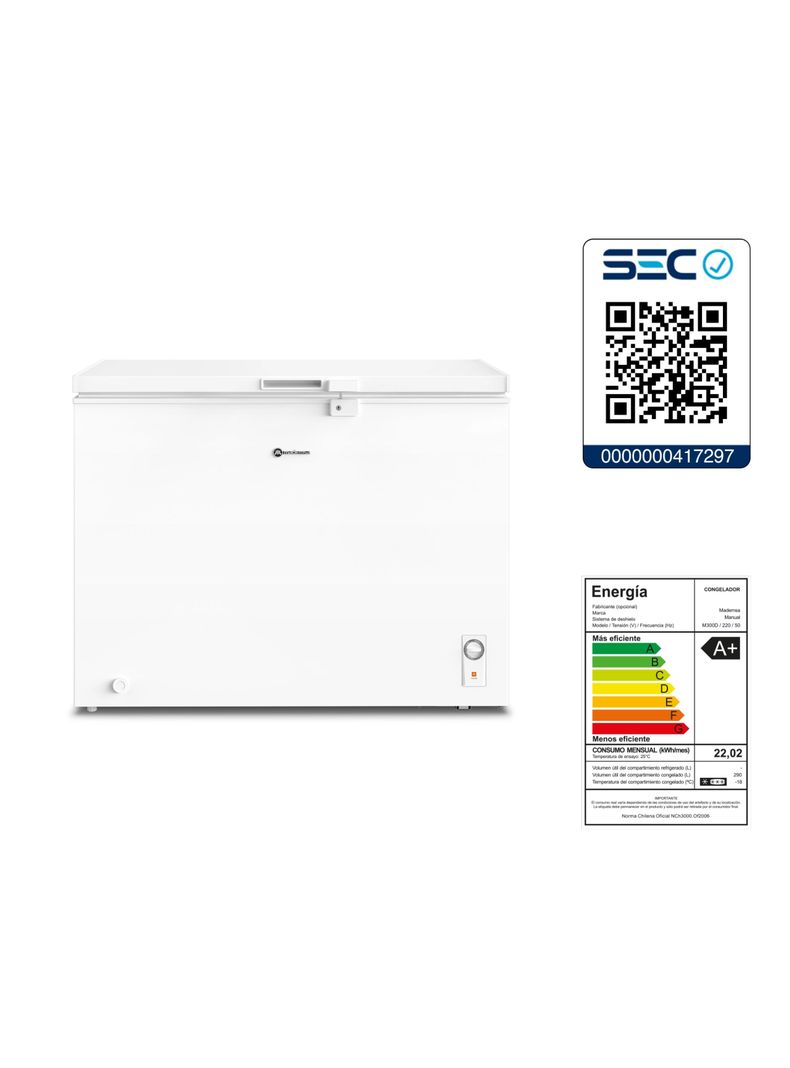 Congelador Freezer Horizontal 290L Frío Directo M300D-7