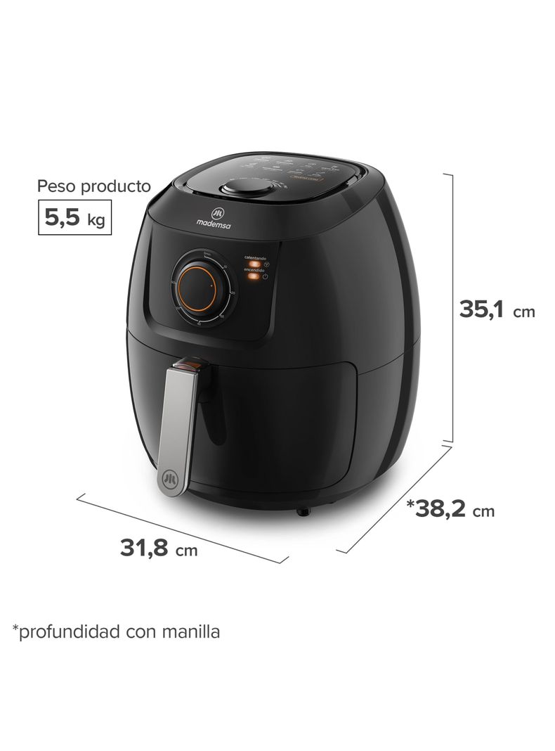 Freidora de Aire Mademsa 5L con Temporizador 1700W MAF50-1