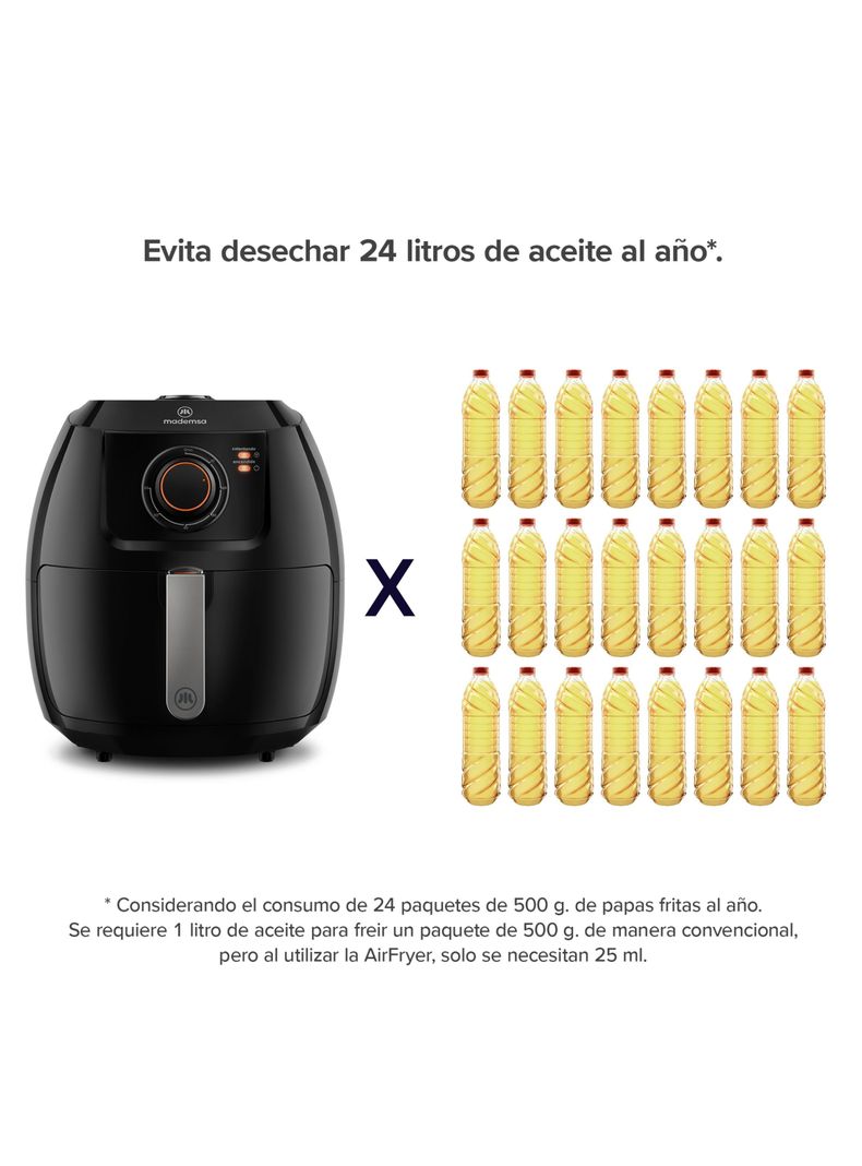Freidora de Aire Mademsa 5L con Temporizador 1700W MAF50-5