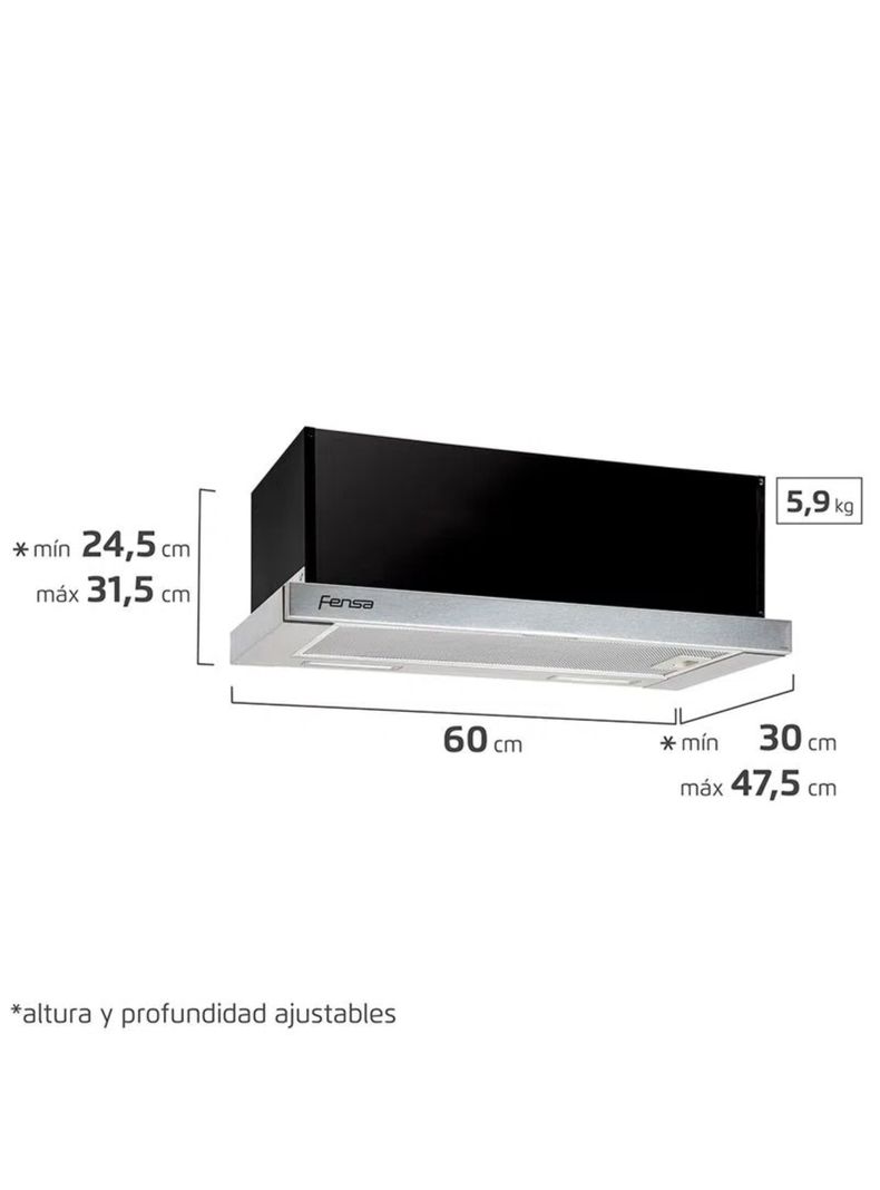 Campana de Cocina Extractora 60cm Retráctil FX 6270 Inox-1